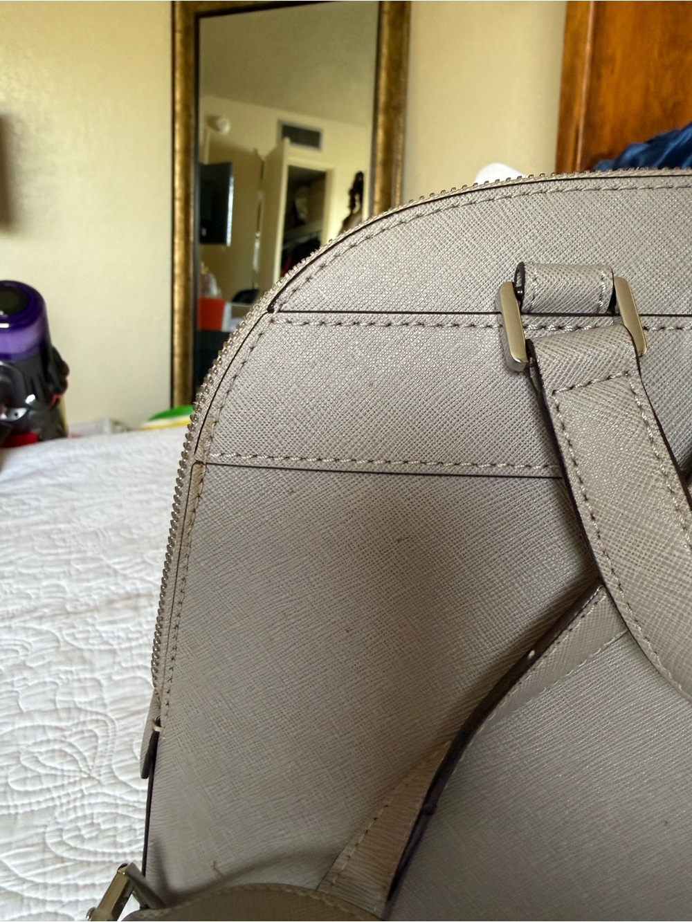 Michael Kors Saffiano Leather Mini Backpack in Taupe Gray - Picture 3 of 5
